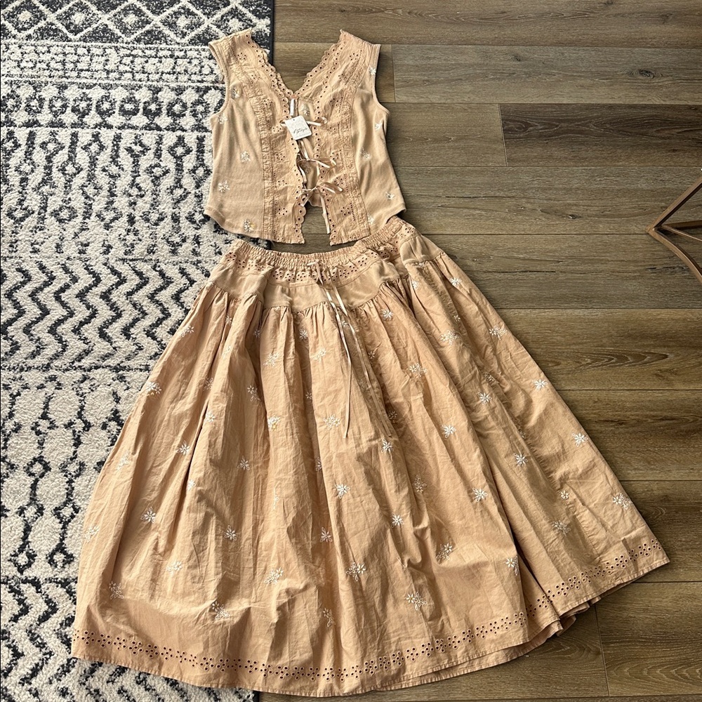 NWT Free People Gesibelle Embroidered Skirt set - Picture 8 of 12